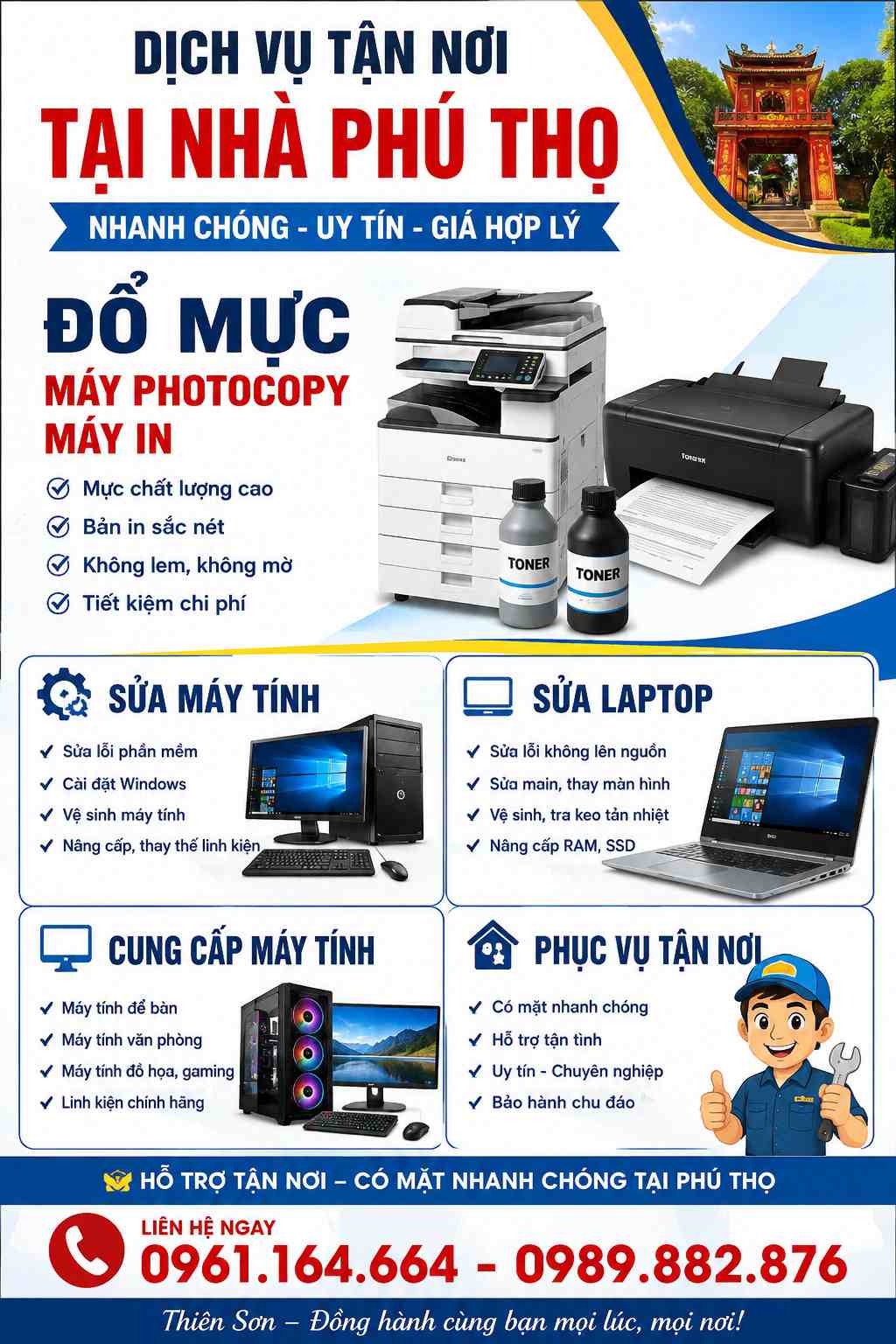 đổ mực máy photocopy tại phú thọ